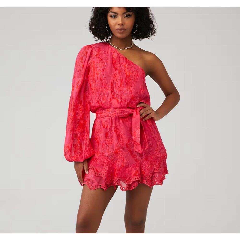 Revolve Hemant & Nandita Fusha Pink Indu Mini Dress, Floral NO Belt, Size XL